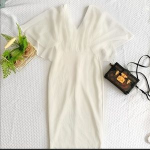 White TFNC London flutter sleeve dress